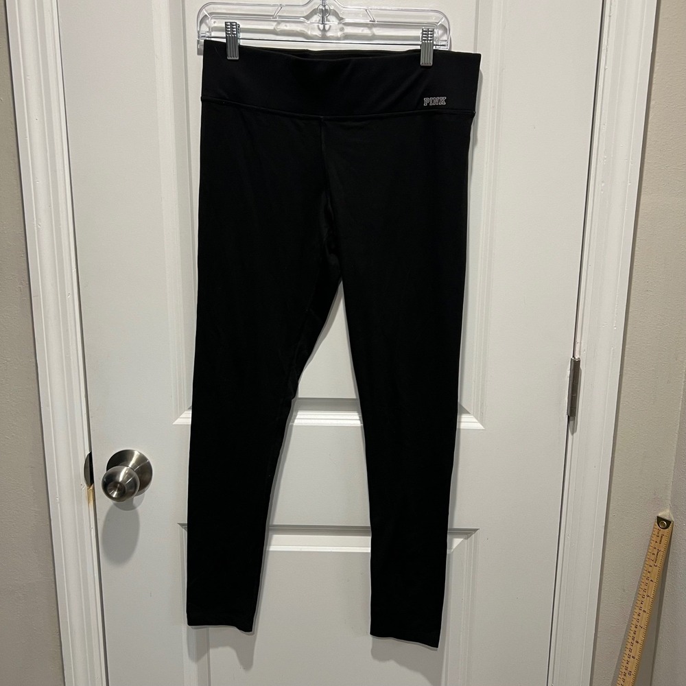 PINK Victoria Secret Women Yoga Leggings Black Zipper Pocket M